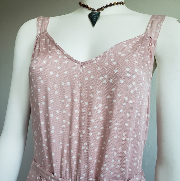 A New Day Dress Rose W/White Polka Dot | Sleeveless W/Waist Tie Sheath | Size: M - Picture 2 of 6